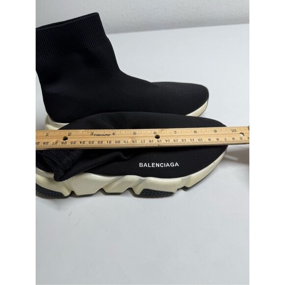 BALENCIAGA Speed Trainer Sneakers Black White Size 8 See Description - Picture 13 of 16
